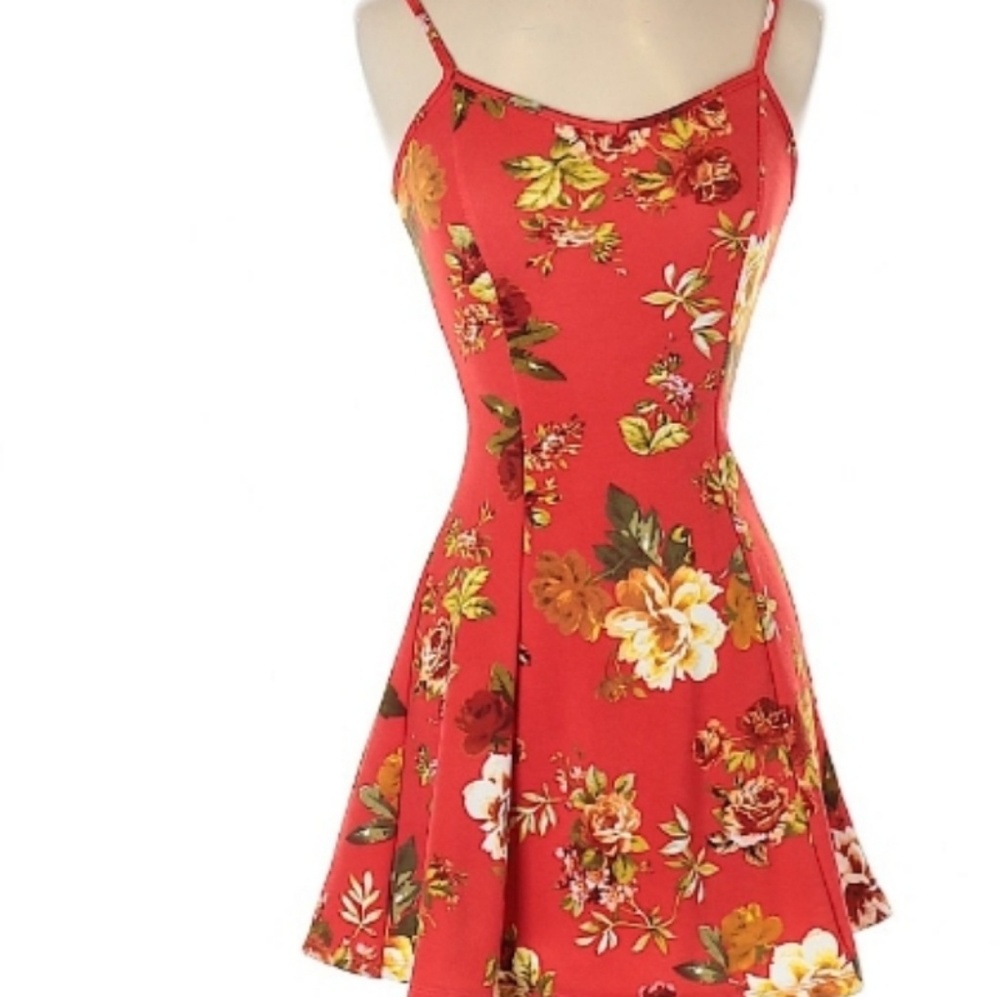 SHORT RED MIni FLOWER / floral DRESS